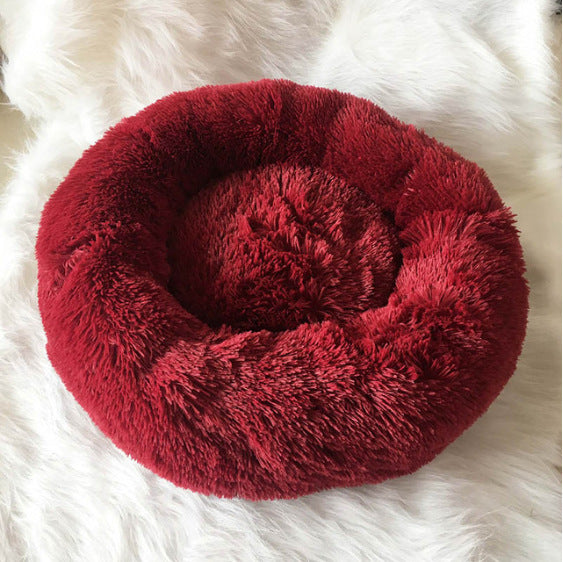 Round Plush Dog Calming Bed For Small Dogs
