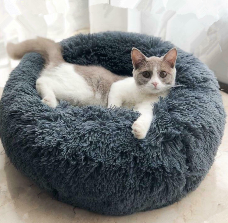 Round Plush Dog Calming Bed For Small Dogs