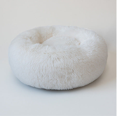 Round Plush Dog Calming Bed For Small Dogs