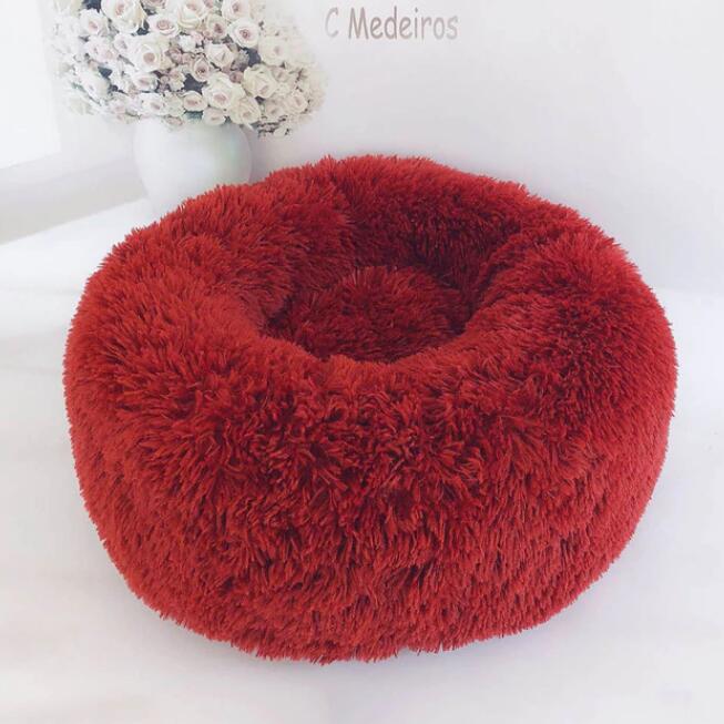 Round Plush Dog Calming Bed For Small Dogs