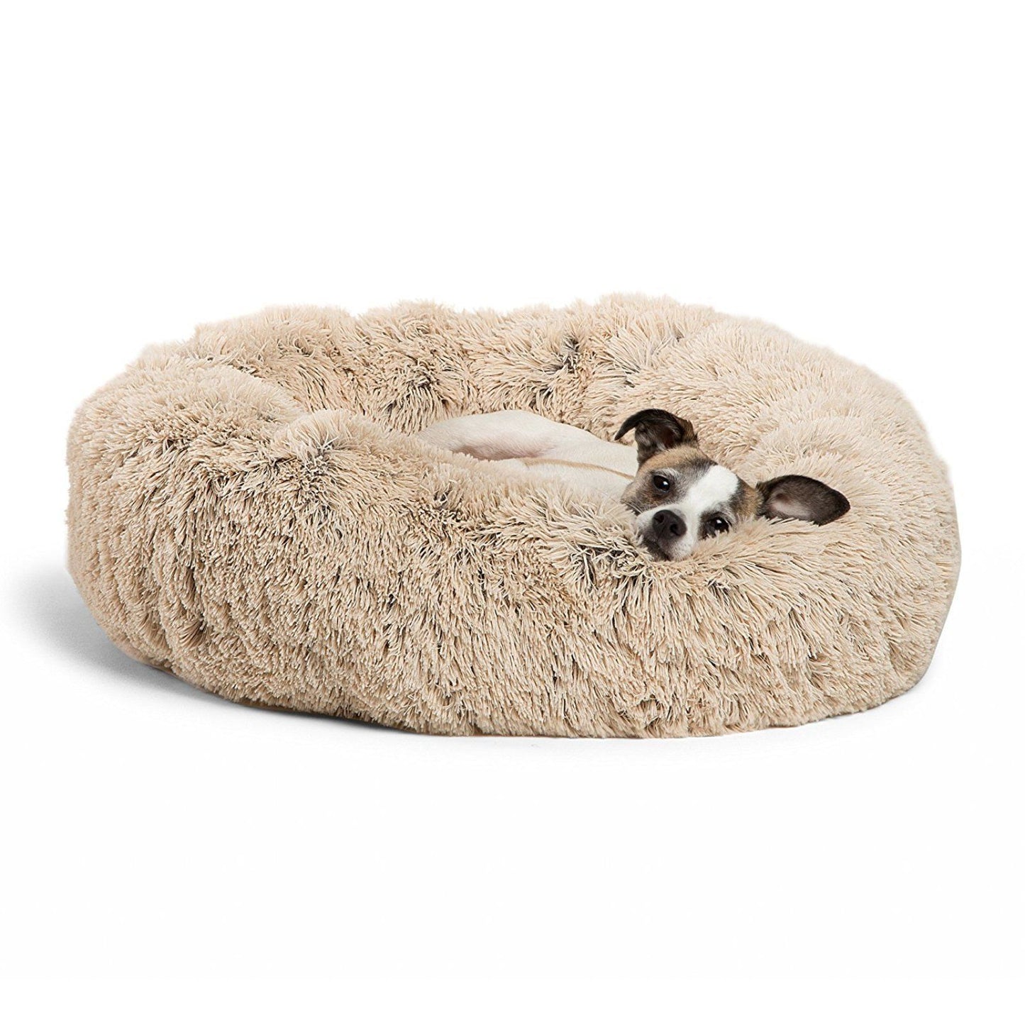 Round Plush Dog Calming Bed For Small Dogs