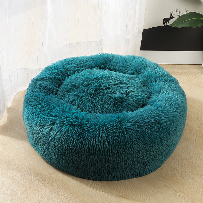Round Plush Dog Calming Bed For Small Dogs