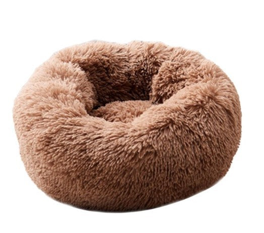 Round Plush Dog Calming Bed For Small Dogs