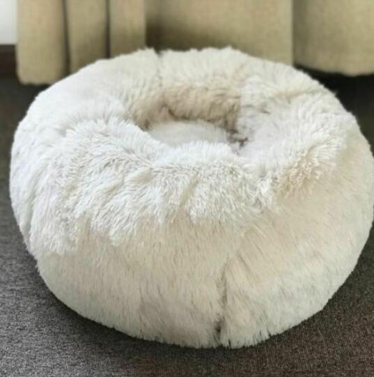 Round Plush Dog Calming Bed For Small Dogs