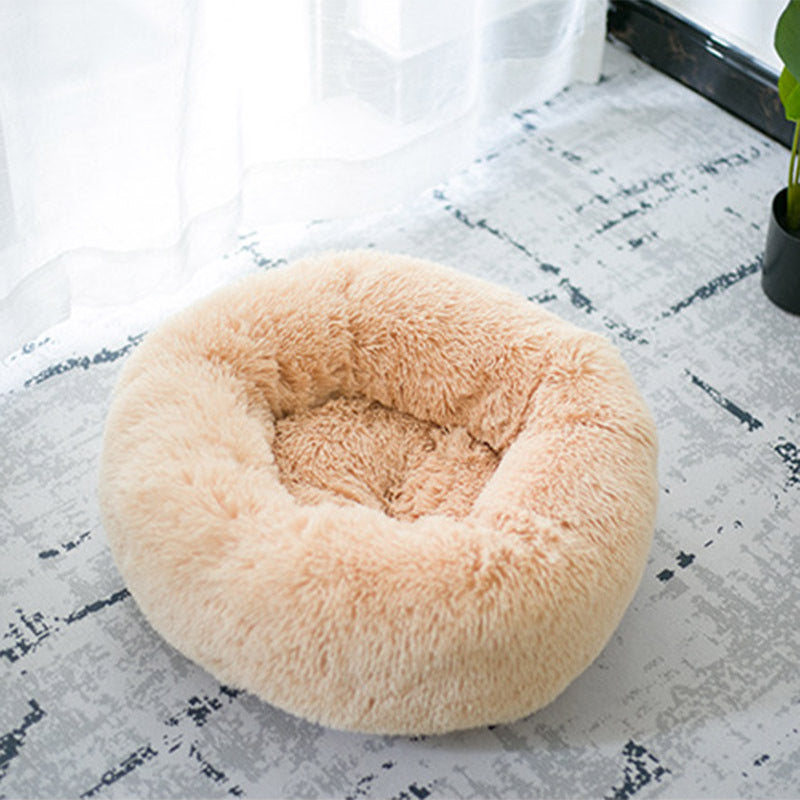 Round Plush Dog Calming Bed For Small Dogs