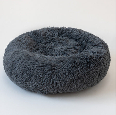Round Plush Dog Calming Bed For Small Dogs