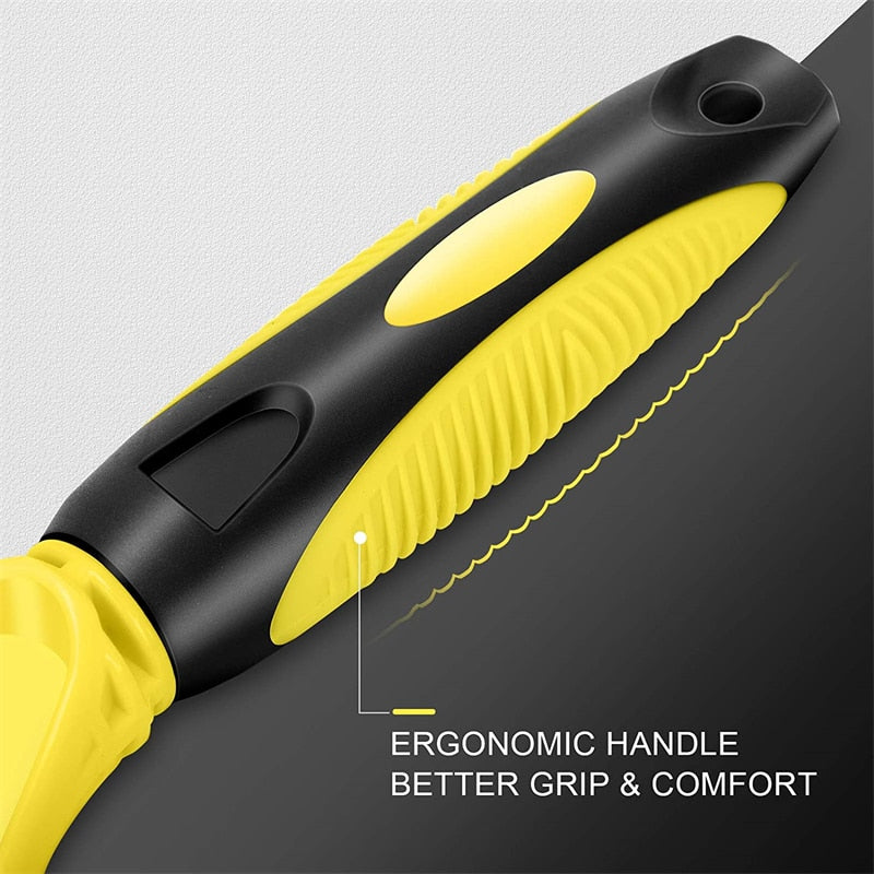 Two-Sided Stainless Steel Undercoat Rake Grooming Brush for Shedding and De-matting