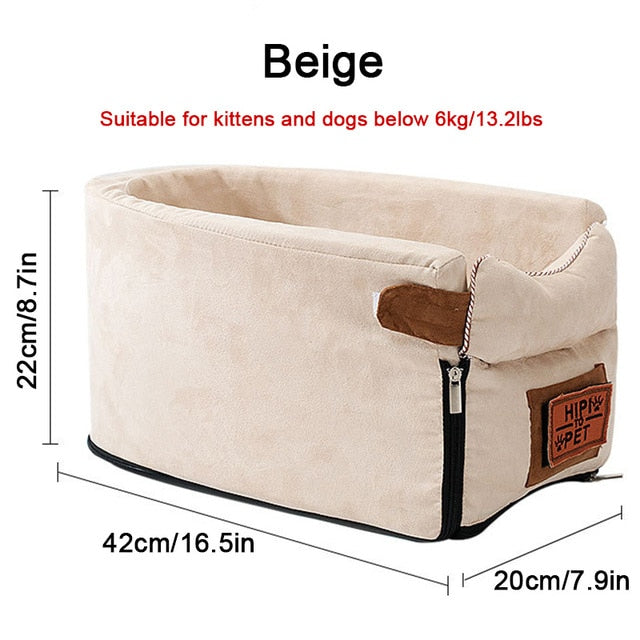 Portable Central Console Car Seat Travel Bed for Small Dogs and Cats