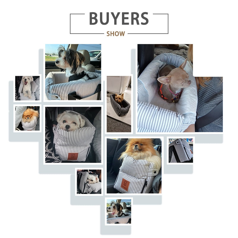 Portable Central Console Car Seat Travel Bed for Small Dogs and Cats