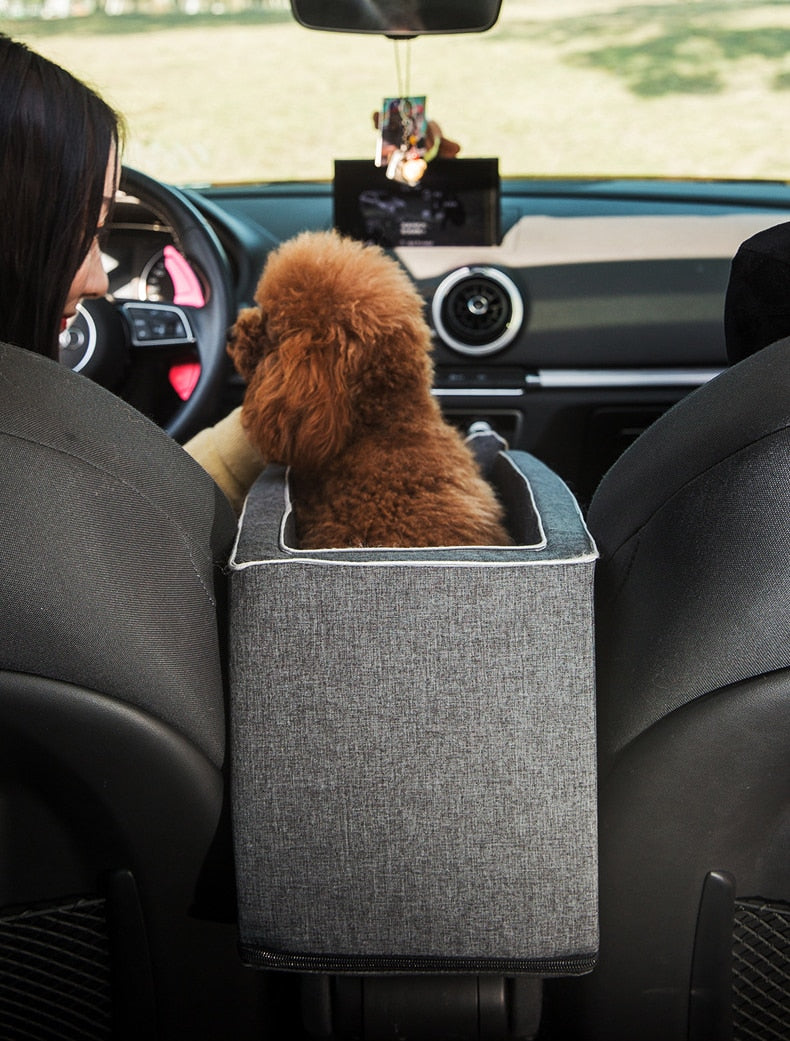 Portable Central Console Car Seat Travel Bed for Small Dogs and Cats