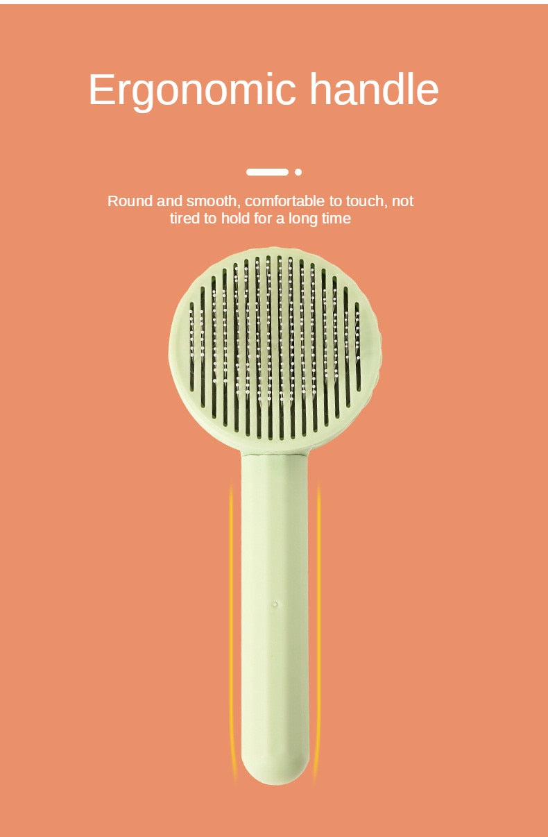 One-Click Easy Cleaning Hair Removal Slicker Brush for Grooming and De-Shedding