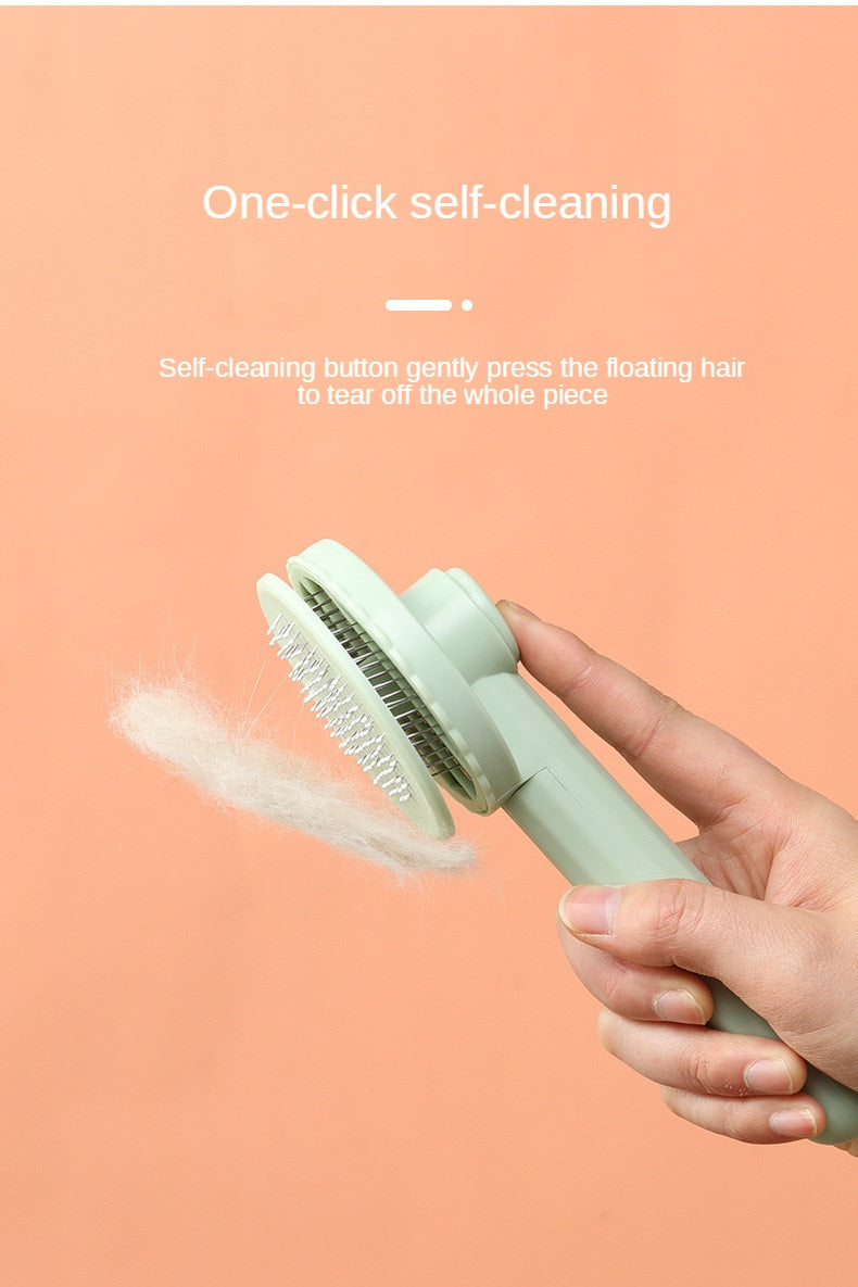 One-Click Easy Cleaning Hair Removal Slicker Brush for Grooming and De-Shedding
