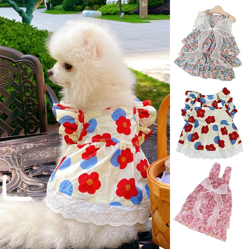 Princess Style Floral Summer Dog Dresses Various Styles