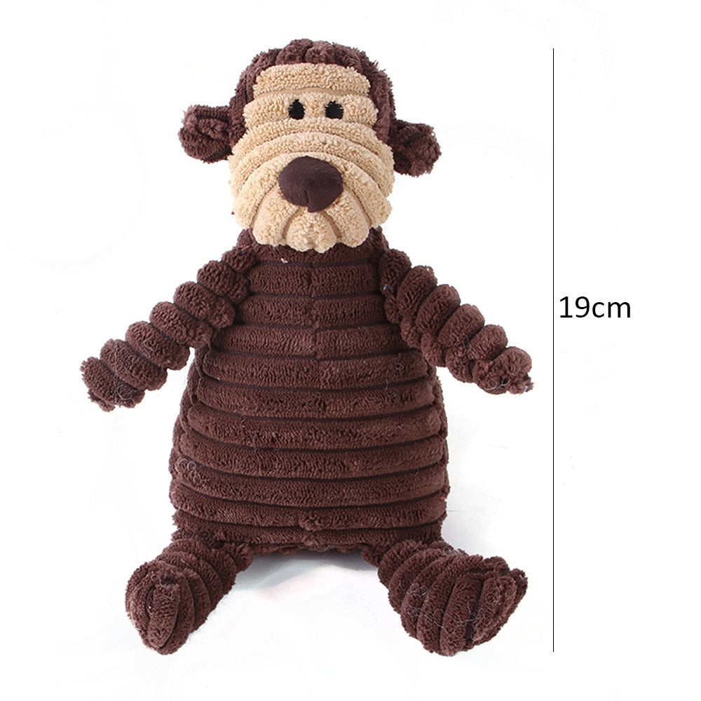 Corduroy Animal Plush Squeaky Interactive Dog Puppy Toys