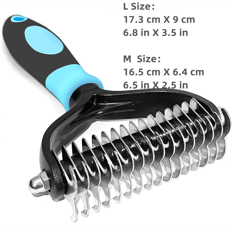 Two-Sided Stainless Steel Undercoat Rake Grooming Brush for Shedding and De-matting