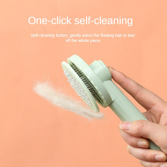 One-Click Easy Cleaning Hair Removal Slicker Brush for Grooming and De-Shedding