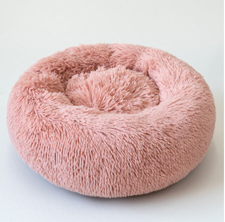 Round Plush Dog Calming Bed For Small Dogs