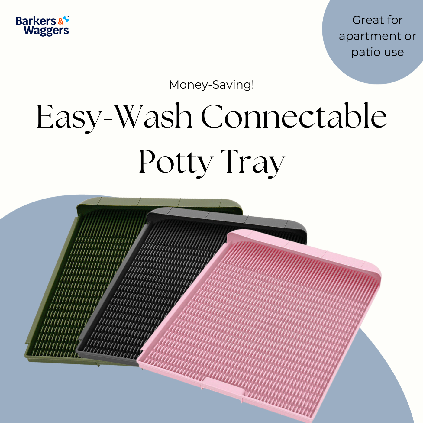 Easy-Wash Connectable Dog Puppy Potty Tray for Indoor or Patio Use (Reusable)