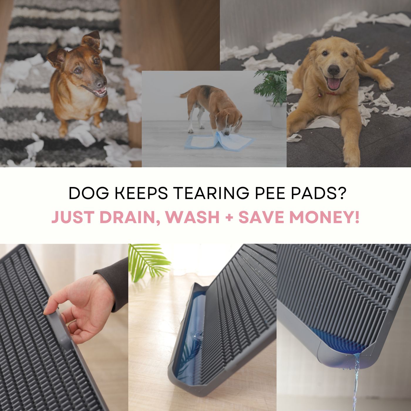 Easy-Wash Connectable Dog Puppy Potty Tray for Indoor or Patio Use (Reusable)