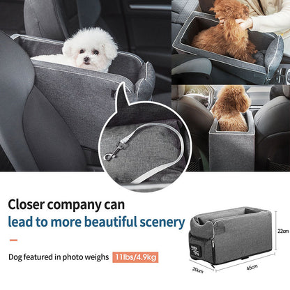 Portable Central Console Car Seat Travel Bed for Small Dogs and Cats