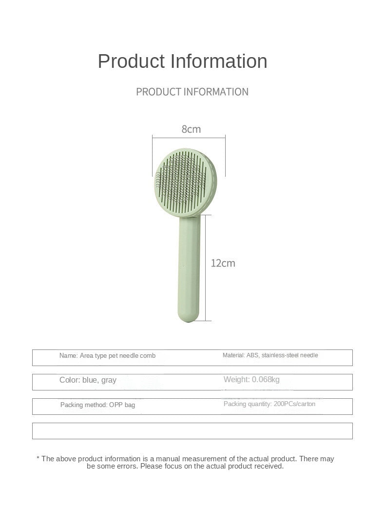One-Click Easy Cleaning Hair Removal Slicker Brush for Grooming and De-Shedding