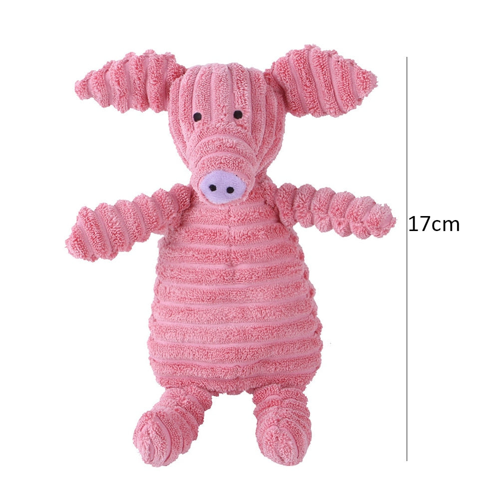 Corduroy Animal Plush Squeaky Interactive Dog Puppy Toys