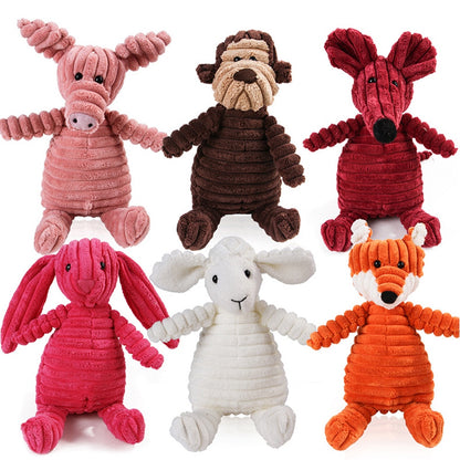 Corduroy Animal Plush Squeaky Interactive Dog Puppy Toys